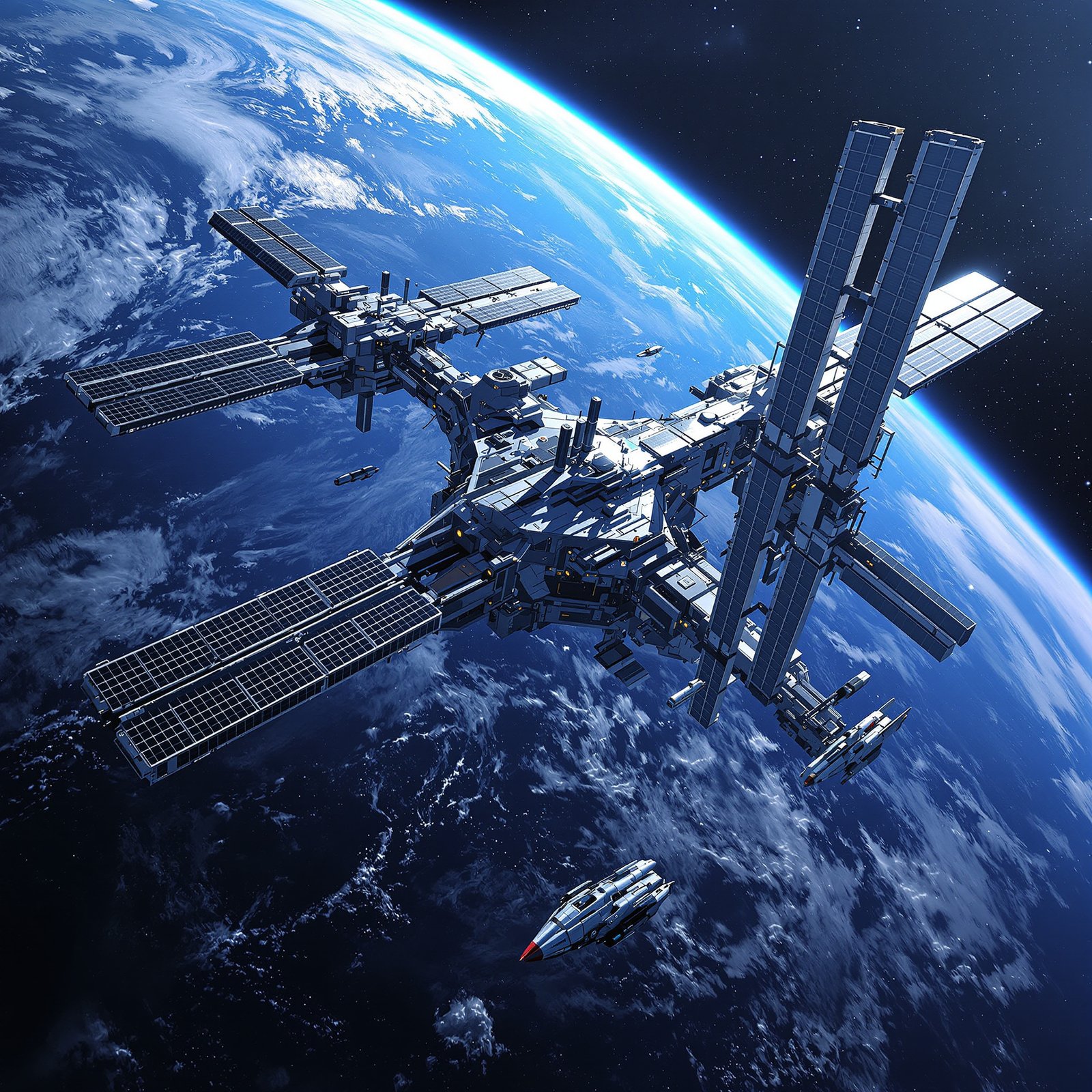 Estación espacial en órbita terrestre