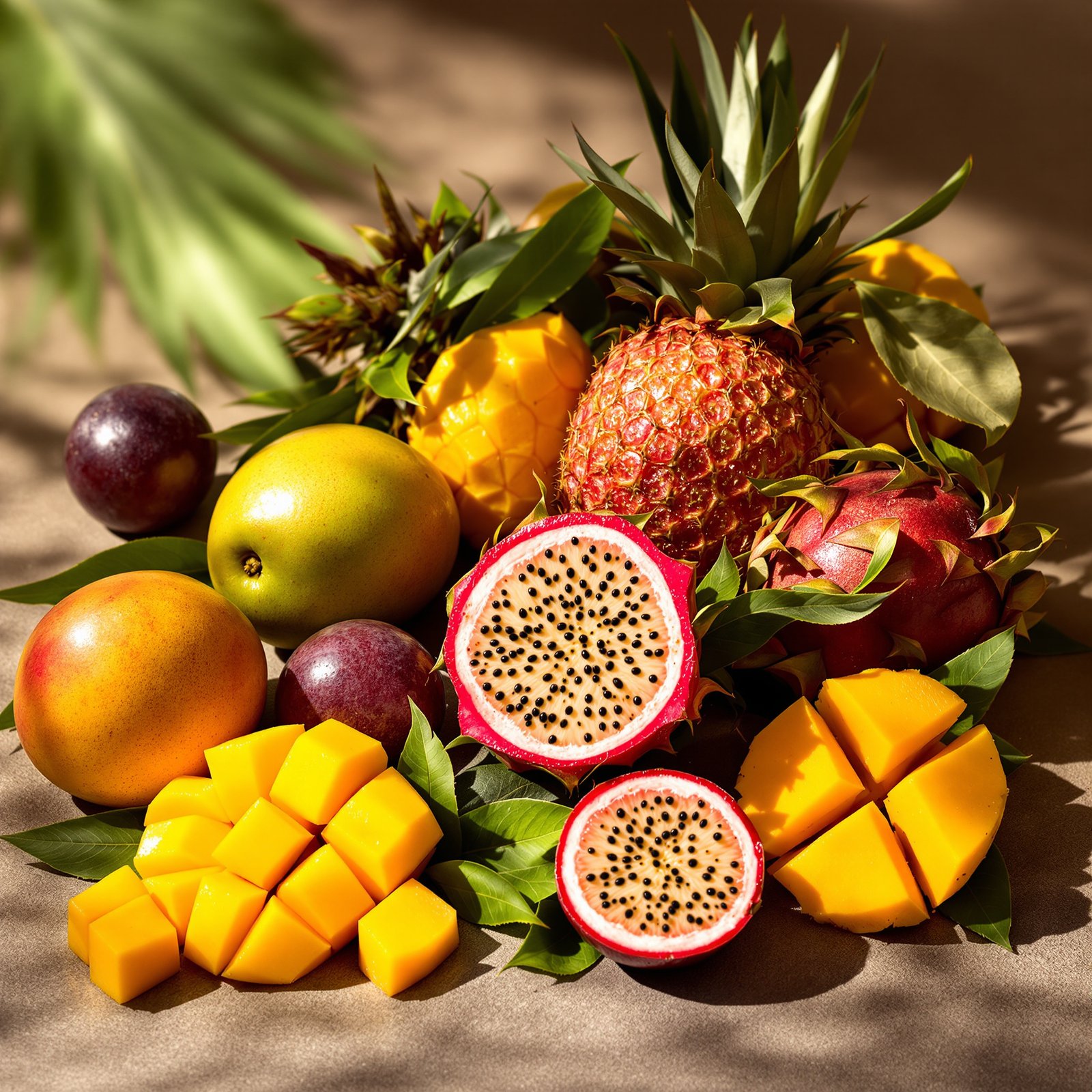 Fotografía de bodegón frutas tropicales