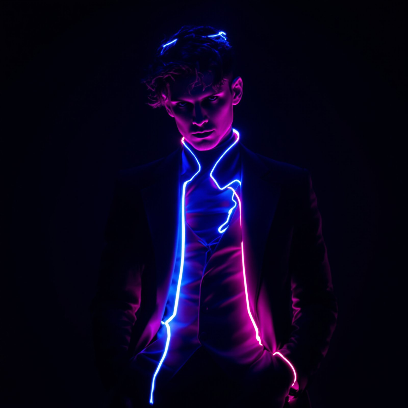 Hombre con traje de luz neón