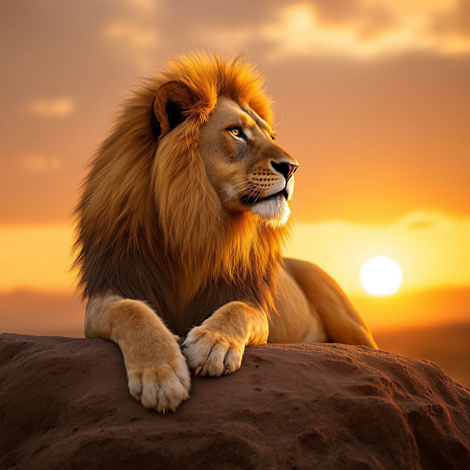 León melena dorada en savana