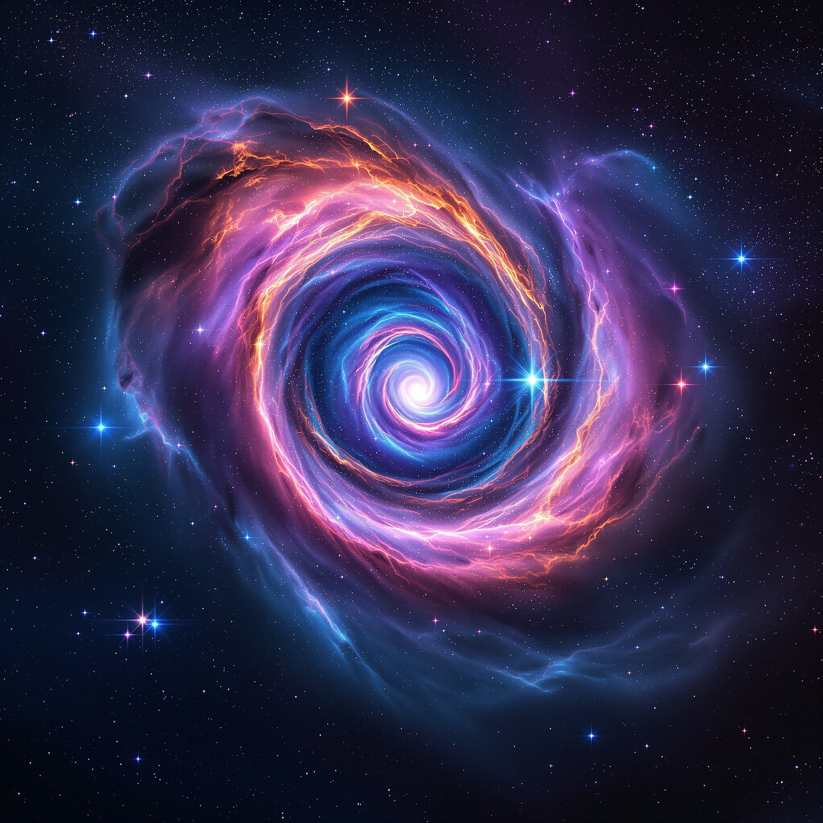 Nebulosa espiral en colores vivos