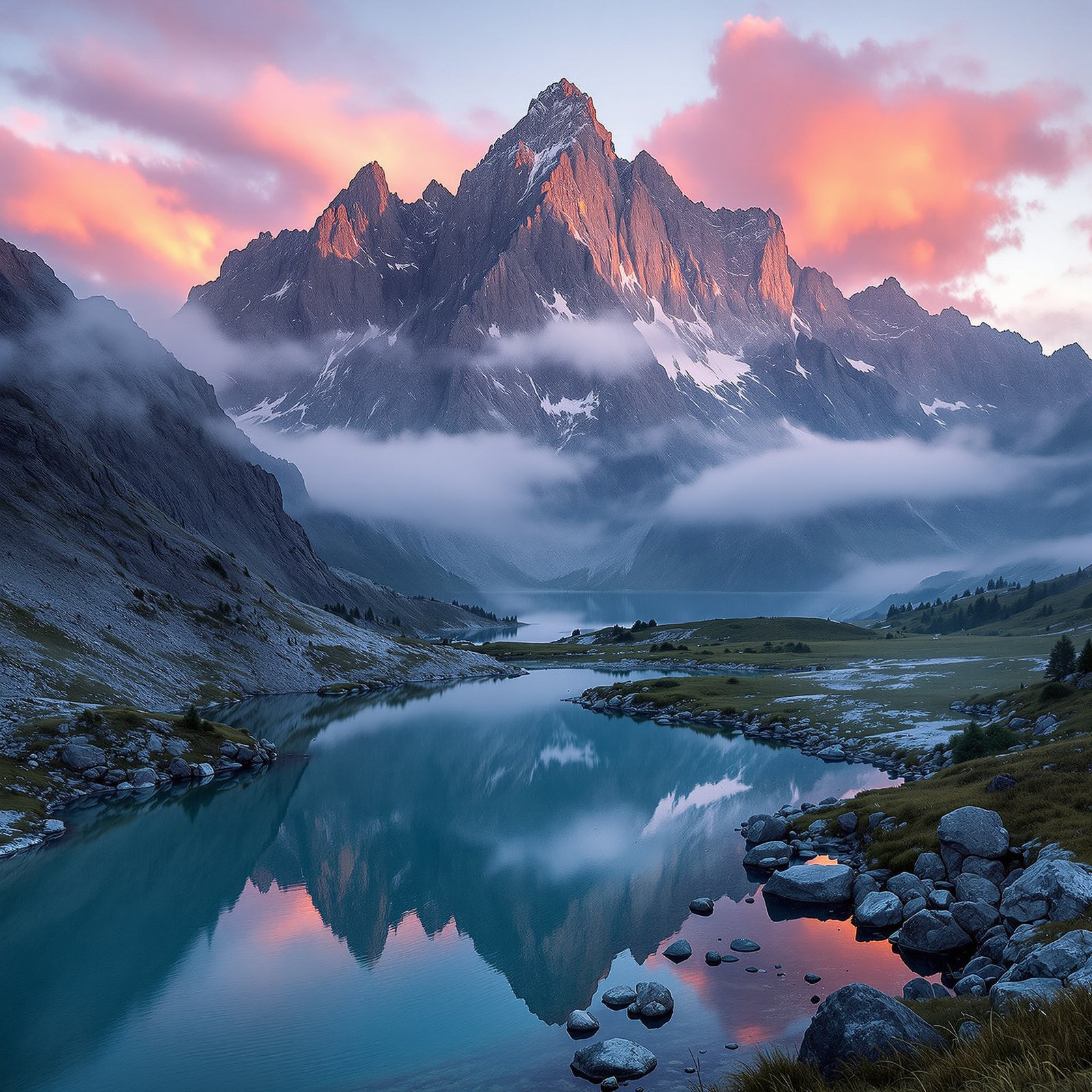 Paisaje montañoso al amanecer