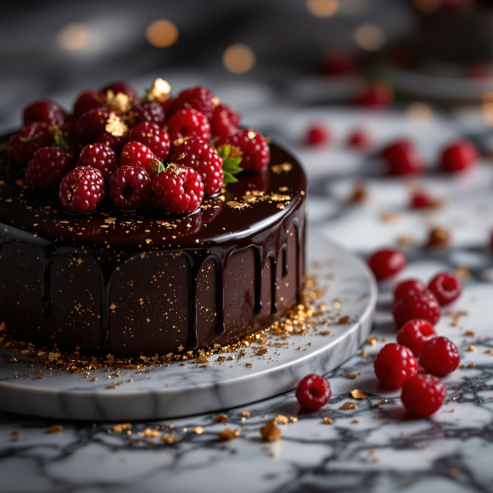 Pastel de chocolate con frutos rojos