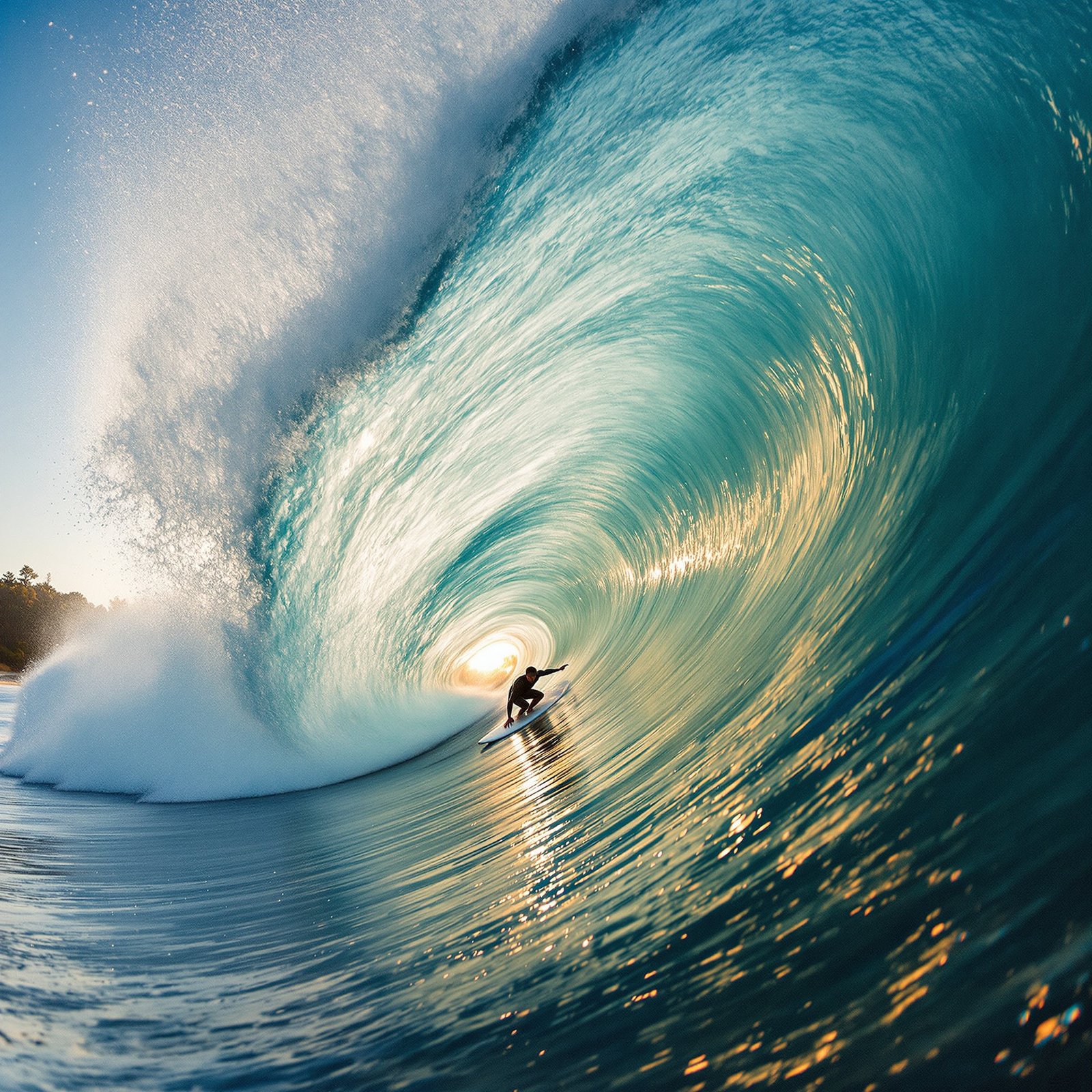 Surfista en ola gigante